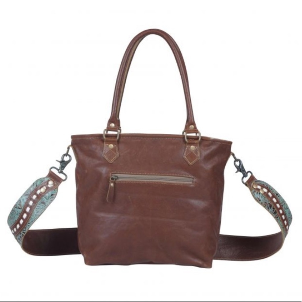New Genuine Leather Bohemian Western Print Tote Bag Shoulder Bag Handbag - Picture 7 of 13